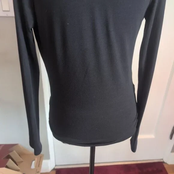 White House Black Market Faux Wrap Top Black Sz S - Picture 7 of 9